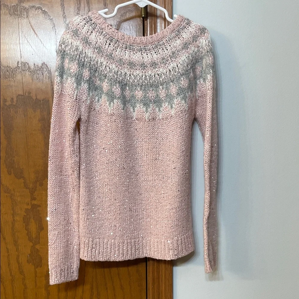 OshKosh B'gosh UGc Girls Size 8 pink Gray Crew Neck Sweater fair isle